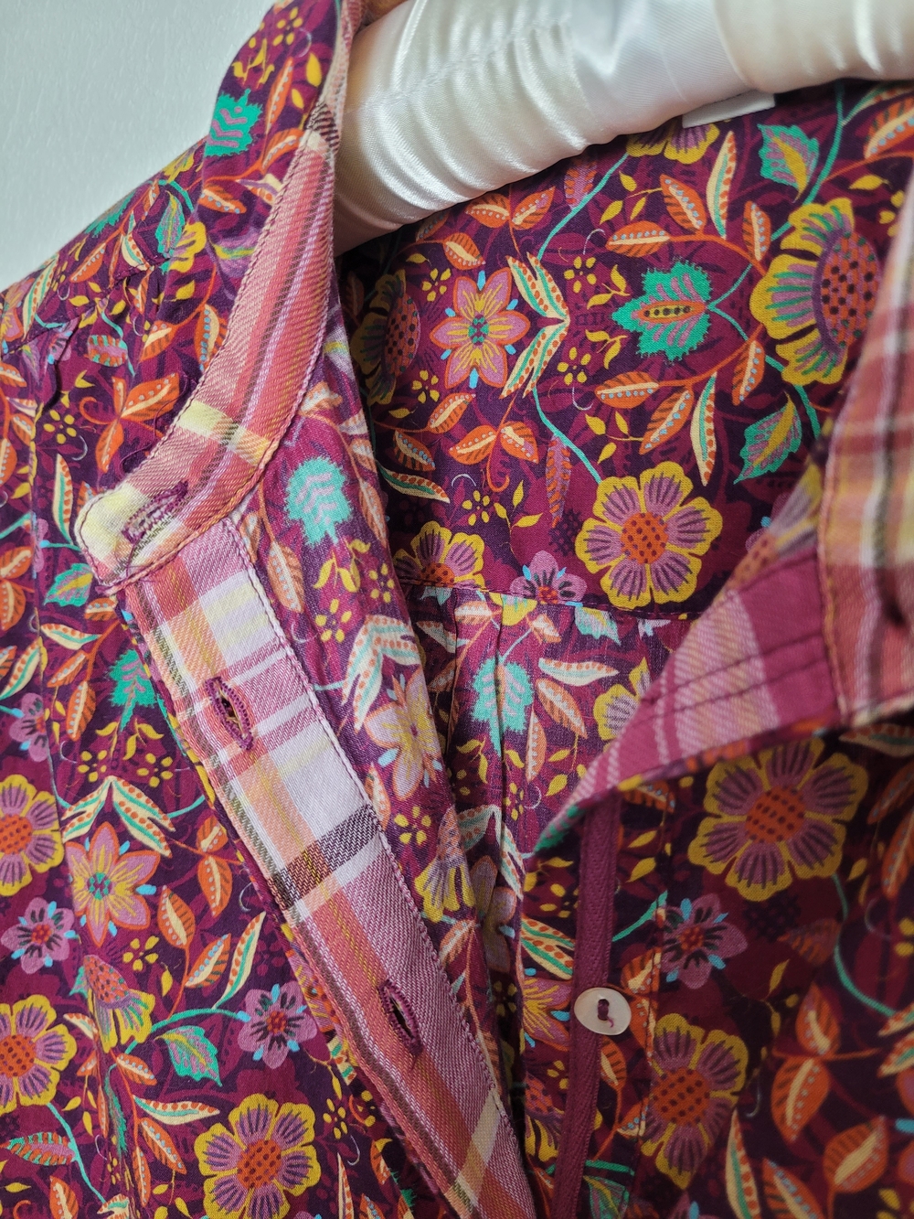 Sundance Floral Button-Front Shirt in Purple Yellow/orange and Teal - Picture 4 of 16